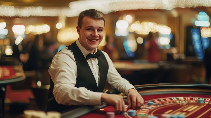 Antarmuka Auto Roulette di platform wipi toto menampilkan roda roulette digital dengan pilihan taruhan di sekitarnya